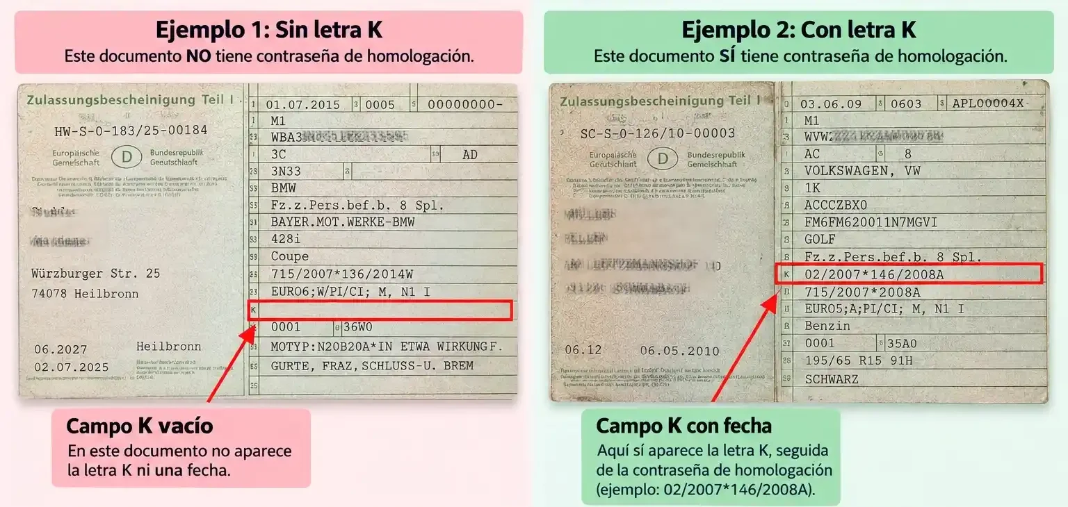 documentación para comprar un coche en Europa. contraseña homologacion europea