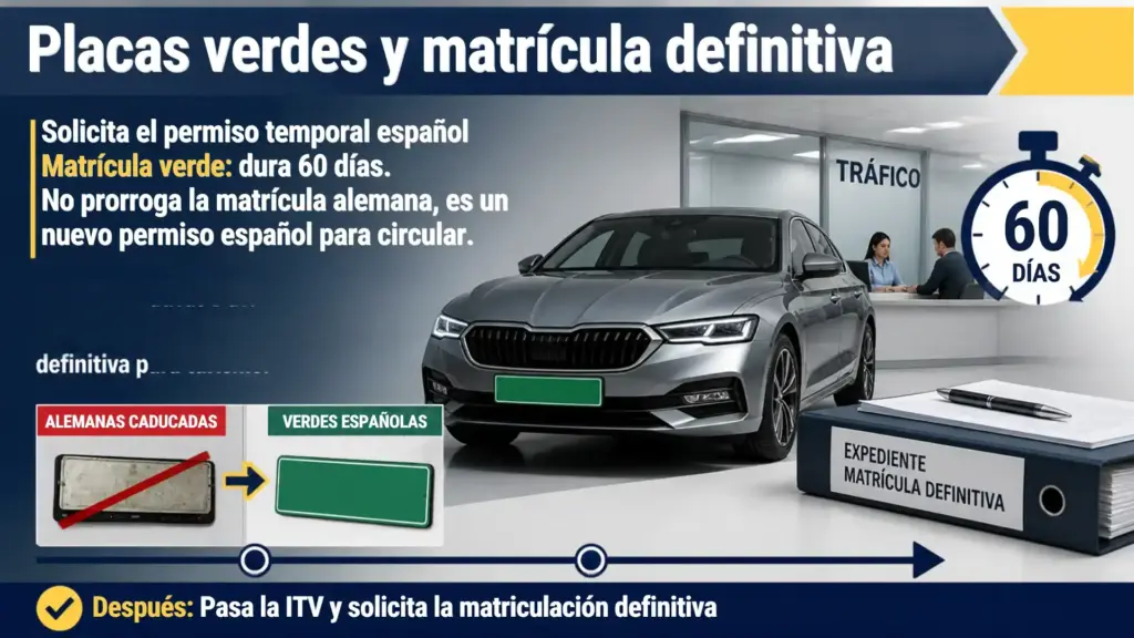 matrícula alemana caducada. placa o matricula verde temporal